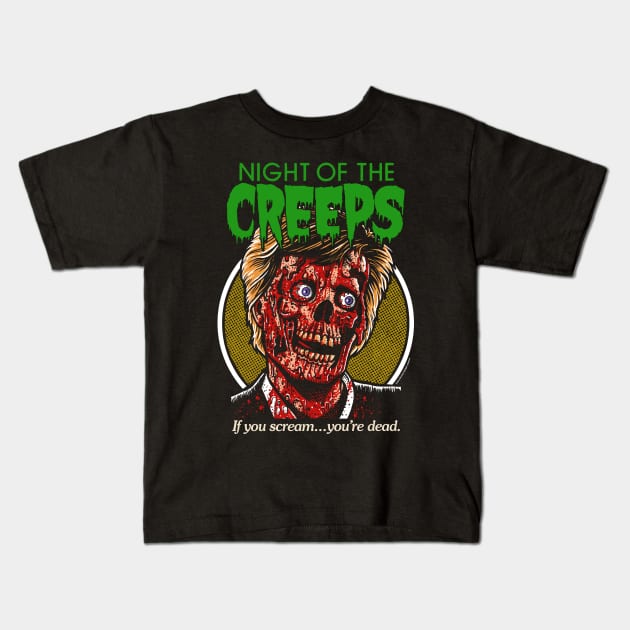 Night Of The Creeps, horror, 80s, cult classic Kids T-Shirt by PeligroGraphics